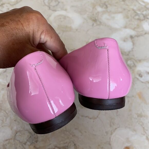 Précis Pink Patent Leather & Monogram Buckle Ballerina Flats - Picture 8 of 11